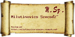 Milutinovics Szecső névjegykártya